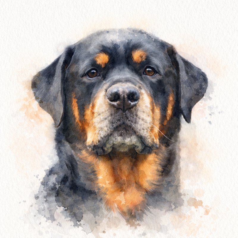 Rottweiler als aquarel