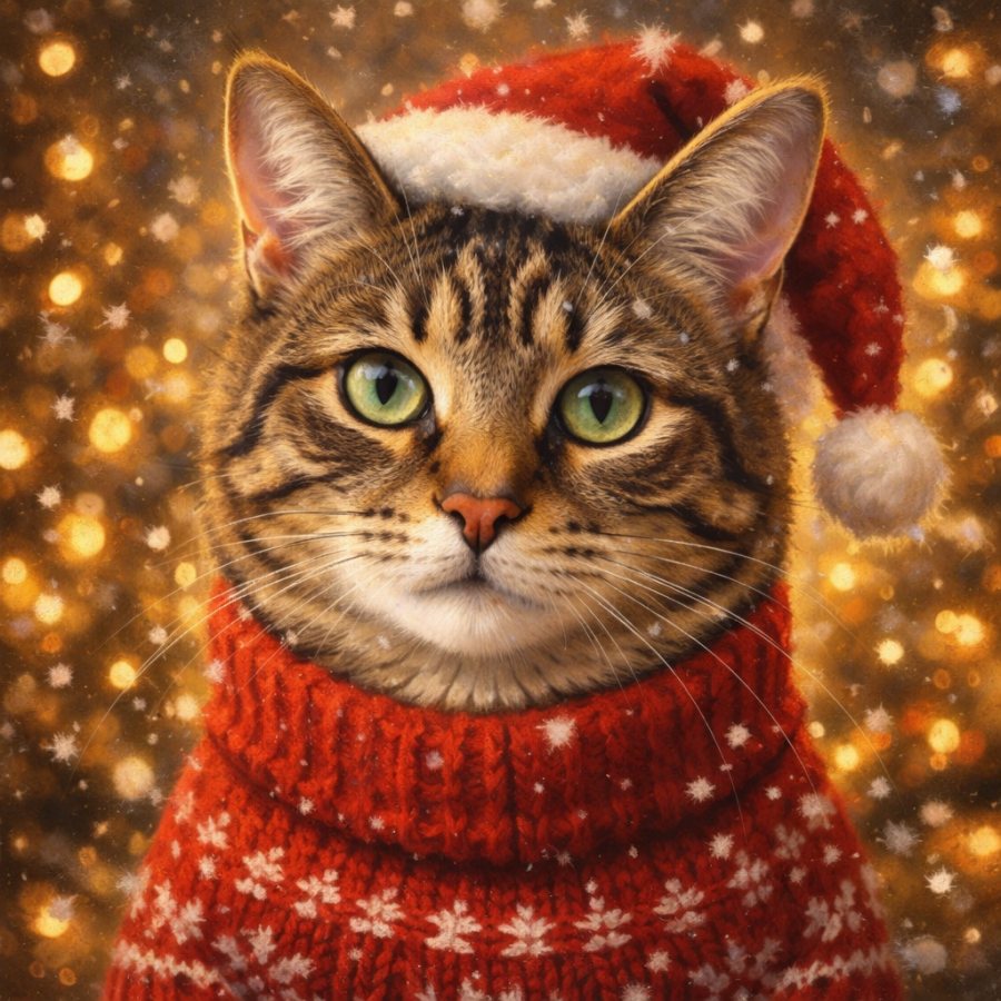Portret van een kat in thema kerst